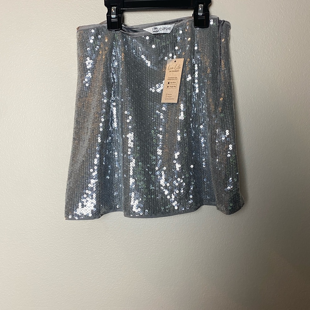 Cupshe Silver Sequin Mini Skirt